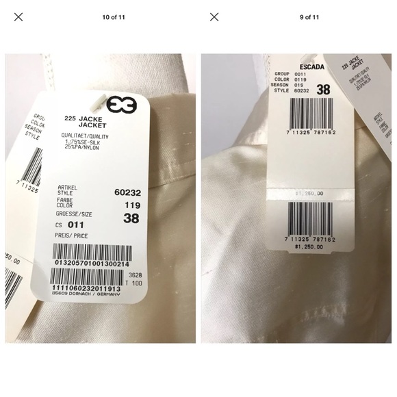 Escada Women’s Ivory Jacket Blazer Gold Buttons 8 - Picture 7 of 8